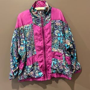 Adolfo Vintage 80s 90s Y2K Colorful Full Zip Windbreaker SIze Medium